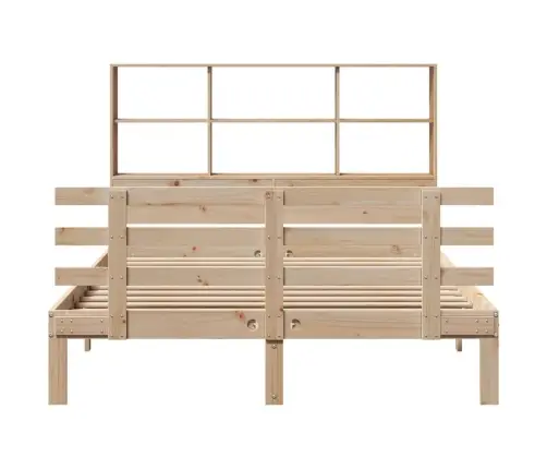 Gulta Ar Grāmatu Plauktu, Bez Matrača, 140X190 Cm, Priedes Koks Vidaxl