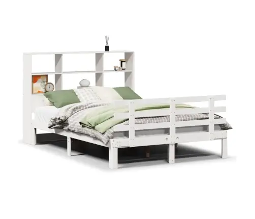 Gulta Ar Grāmatu Plauktu, Bez Matrača, 140X190 Cm, Priedes Koks Vidaxl