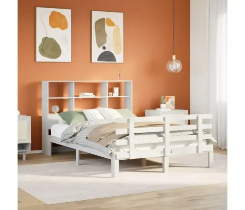 Lova Su Knygų Spinta Be Čiužinio, Balta, 120X200cm Pušis