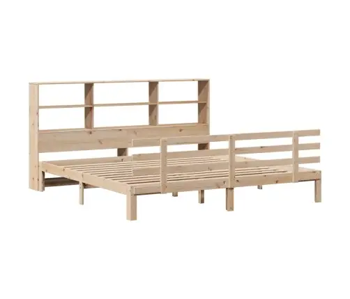 Gulta Ar Grāmatu Plauktu, Bez Matrača, 180X200 Cm, Priedes Koks Vidaxl