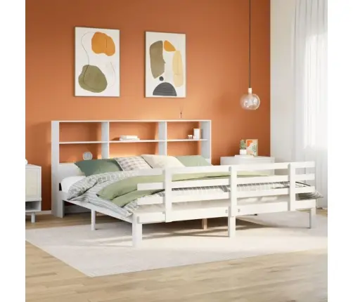 Riiuliga Voodiraam Ilma Madratsita, Valge, 180X200cm Männipuit