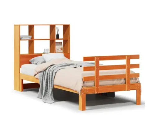 Lova Be Čiužinio/Su Knygų Lentyna, Ruda, 75X190cm Pušis