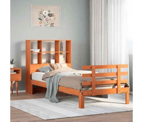 Lova Be Čiužinio/Su Knygų Lentyna, Ruda, 75X190cm Pušis