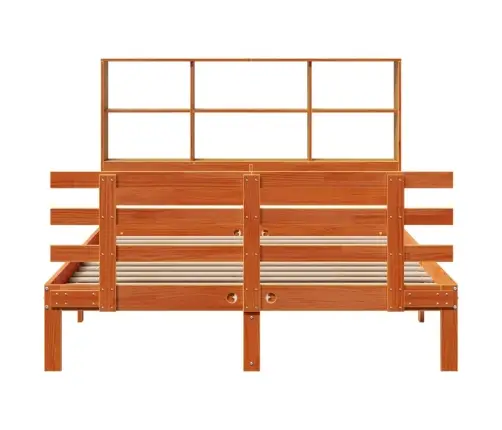 Gulta Ar Grāmatu Plauktu, Bez Matrača, 140X190 Cm, Priedes Koks Vidaxl