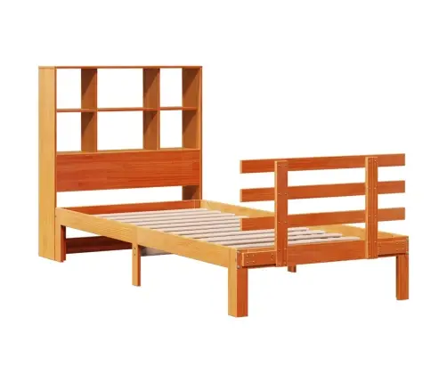 Gulta Ar Grāmatu Plauktu, Bez Matrača, 100X200 Cm, Priedes Koks Vidaxl