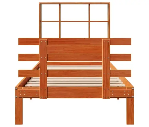 Gulta Ar Grāmatu Plauktu, Bez Matrača, 100X200 Cm, Priedes Koks Vidaxl