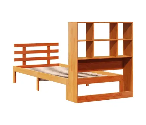 Gulta Ar Grāmatu Plauktu, Bez Matrača, 100X200 Cm, Priedes Koks Vidaxl