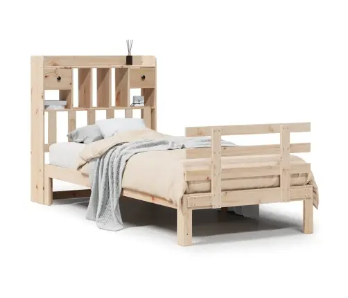 Gulta Ar Grāmatu Plauktu, Bez Matrača, 90X190 Cm, Priedes Koks Vidaxl