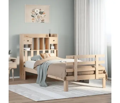 Gulta Ar Grāmatu Plauktu, Bez Matrača, 90X190 Cm, Priedes Koks Vidaxl