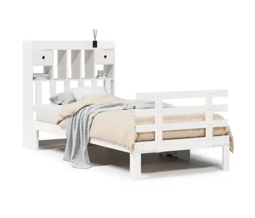 Gulta Ar Grāmatu Plauktu, Bez Matrača, 90X190 Cm, Priedes Koks Vidaxl