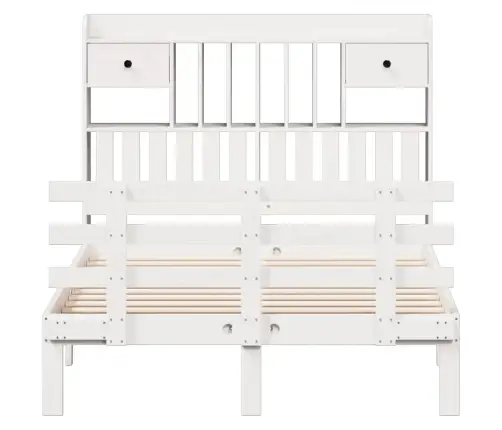 Gulta Ar Grāmatu Plauktu, Bez Matrača, 135X190 Cm, Priedes Koks Vidaxl