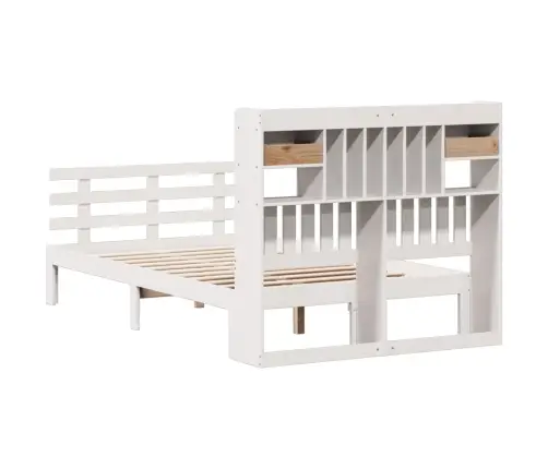 Gulta Ar Grāmatu Plauktu, Bez Matrača, 135X190 Cm, Priedes Koks Vidaxl