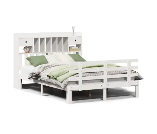 Lova Su Knygų Spinta Be Čiužinio, Balta, 140X190cm Pušis