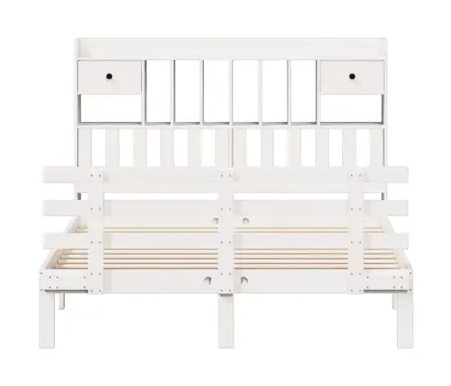 Lova Su Knygų Spinta Be Čiužinio, Balta, 140X190cm Pušis