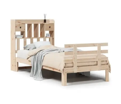 Lova Su Knygų Spinta Be Čiužinio, 100X200cm Pušies Masyvas