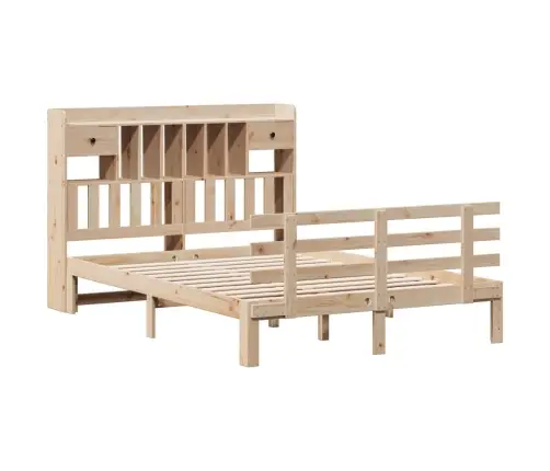 Gulta Ar Grāmatu Plauktu, Bez Matrača, 140X200 Cm, Priedes Koks Vidaxl