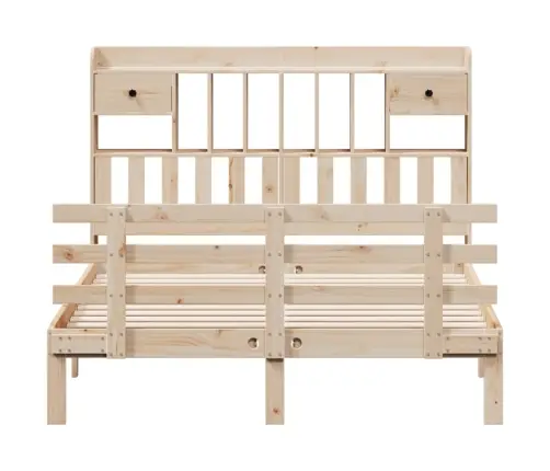 Gulta Ar Grāmatu Plauktu, Bez Matrača, 140X200 Cm, Priedes Koks Vidaxl