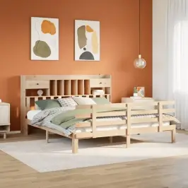 Gulta Ar Grāmatu Plauktu, Bez Matrača, 180X200 Cm, Priedes Koks Vidaxl