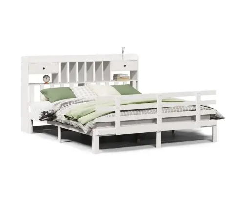 Gulta Ar Grāmatu Plauktu, Bez Matrača, 180X200 Cm, Priedes Koks Vidaxl