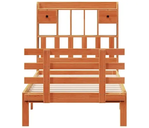 Lova Be Čiužinio/Su Knygų Lentyna, Ruda, 75X190cm Pušis