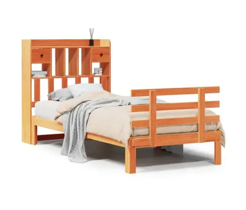 Riiuliga Voodi Ilma Madratsita, Vahapruun, 100X200cm Männipuit