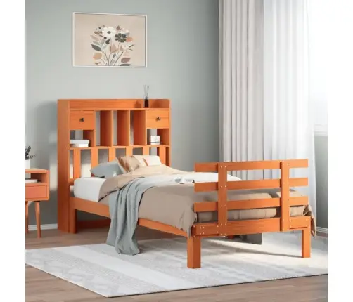 Riiuliga Voodi Ilma Madratsita, Vahapruun, 100X200cm Männipuit