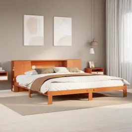 Gulta Ar Grāmatu Plauktu, Bez Matrača, 180X200 Cm, Priedes Koks Vidaxl