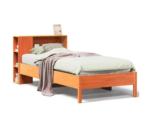 Gulta Ar Grāmatu Plauktu, Bez Matrača, 100X200 Cm, Priedes Koks Vidaxl