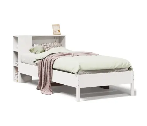 Gulta Ar Grāmatu Plauktu, Bez Matrača, 90X190 Cm, Priedes Koks Vidaxl