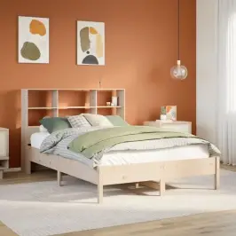 Gulta Ar Grāmatu Plauktu, Bez Matrača, 150X200 Cm, Priedes Koks Vidaxl