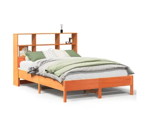 Gulta Ar Grāmatu Plauktu, Bez Matrača, 150X200 Cm, Priedes Koks Vidaxl