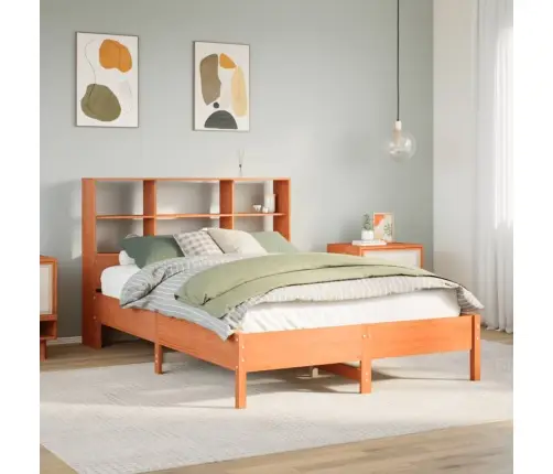 Gulta Ar Grāmatu Plauktu, Bez Matrača, 120X200 Cm, Priedes Koks Vidaxl