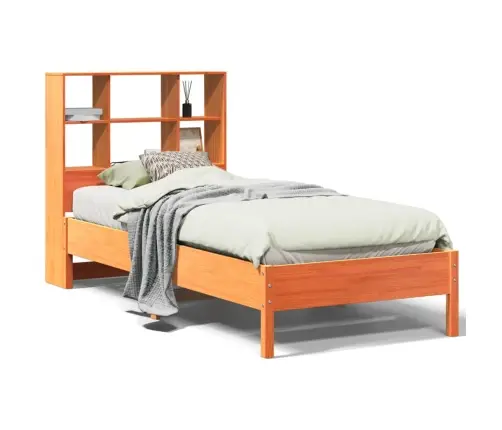 Gulta Ar Grāmatu Plauktu, Bez Matrača, 75X190 Cm, Priede Vidaxl