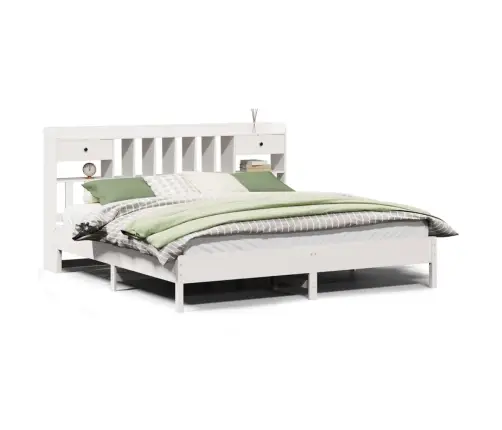 Gulta Ar Grāmatu Plauktu, Bez Matrača, 180X200 Cm, Priedes Koks Vidaxl