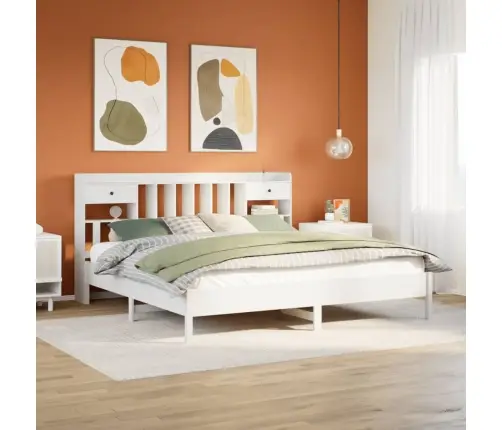 Gulta Ar Grāmatu Plauktu, Bez Matrača, 180X200 Cm, Priedes Koks Vidaxl