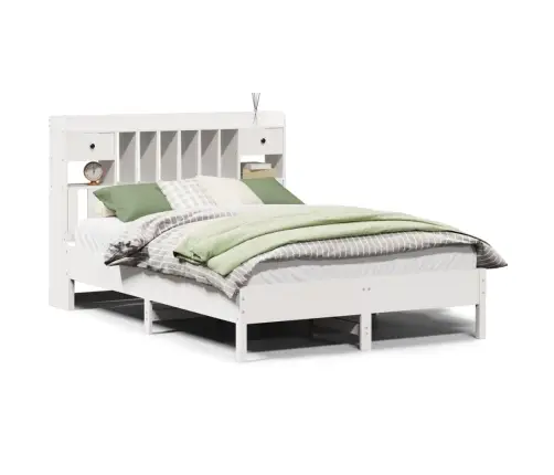 Gulta Ar Grāmatu Plauktu, Bez Matrača, 160X200 Cm, Priedes Koks Vidaxl