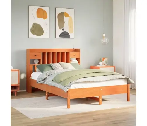 Lova Su Knygų Spinta Be Čiužinio, Ruda, 140X200cm Pušis