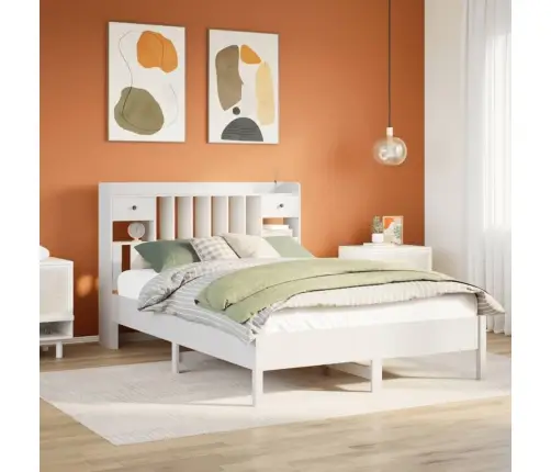 Gulta Ar Grāmatu Plauktu, Bez Matrača, 140X190 Cm, Priedes Koks Vidaxl