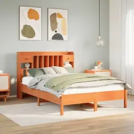 Lova Su Knygų Spinta Be Čiužinio, Ruda, 135X190cm Pušis