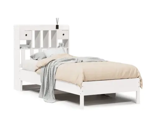 Gulta Ar Grāmatu Plauktu, Bez Matrača, 90X190 Cm, Priedes Koks Vidaxl