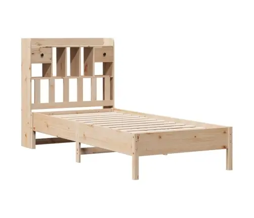 Gulta Ar Grāmatu Plauktu, Bez Matrača, 75X190 Cm, Priedes Koks Vidaxl