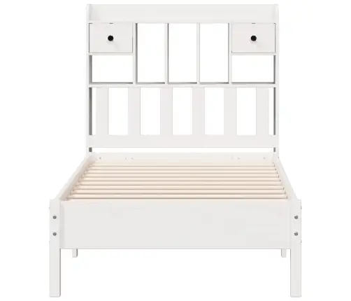 Riiuliga Voodiraam Ilma Madratsita, Valge, 75X190 cm Männipuit