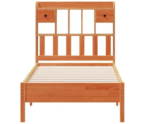 Gulta Ar Grāmatu Plauktu, Bez Matrača, 75X190 Cm, Priede Vidaxl