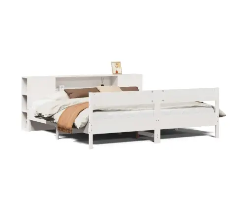 Gulta Ar Grāmatu Plauktu, Bez Matrača, 200X200 Cm, Priedes Koks Vidaxl