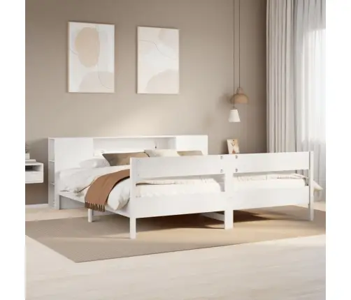 Gulta Ar Grāmatu Plauktu, Bez Matrača, 200X200 Cm, Priedes Koks Vidaxl