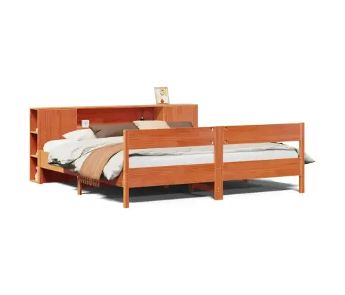 Lova Su Knygų Spinta Be Čiužinio, Ruda, 200X200cm Pušis