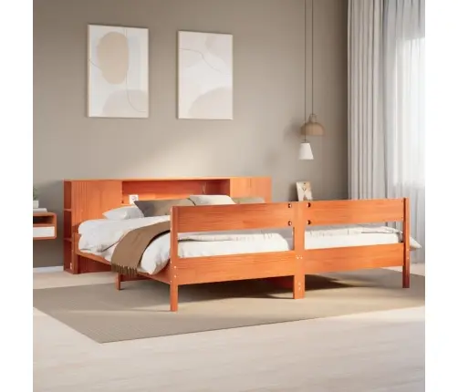 Lova Su Knygų Spinta Be Čiužinio, Ruda, 200X200cm Pušis