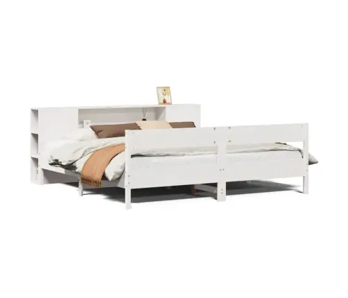 Gulta Ar Grāmatu Plauktu, Bez Matrača, 180X200 Cm, Priedes Koks Vidaxl