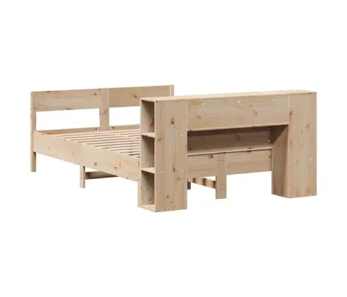 Gulta Ar Grāmatu Plauktu, Bez Matrača, 150X200 Cm, Priedes Koks Vidaxl