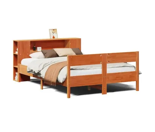 Riiuliga Voodi Ilma Madratsita, Vahapruun, 140X200cm Männipuit